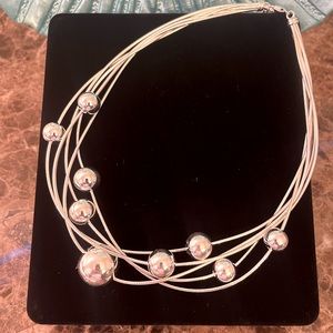 STERLING SILVER High polished bead necklace 61 grams silver made in ITALY